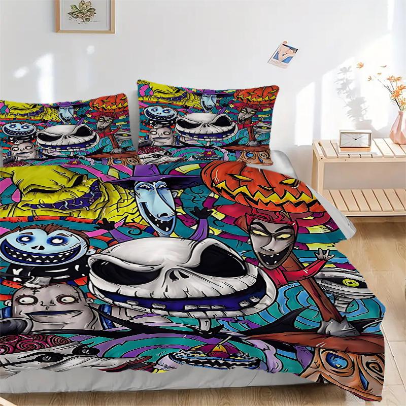 3Pcs Nightmare Before Halloween Bedding Sets For All Sizes New 3D Printed Bed Cover Comforter Duvet Cover Pillowcase Bedroom Decoration