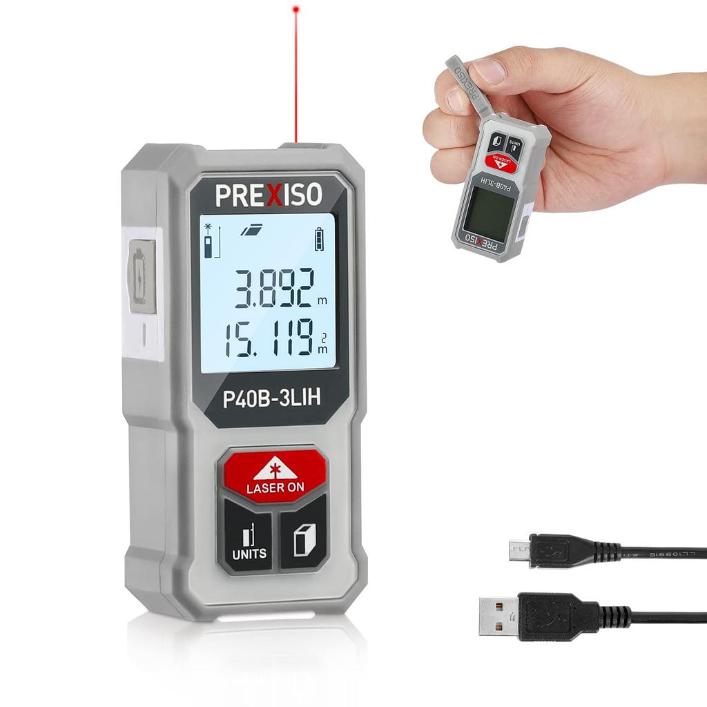 [Newly Released, Second Generation] PREXISO Laser Distance Meter, Electronic Distance Meter, Distance Meter, Mini, 40m, PSC Certified, Compact, High