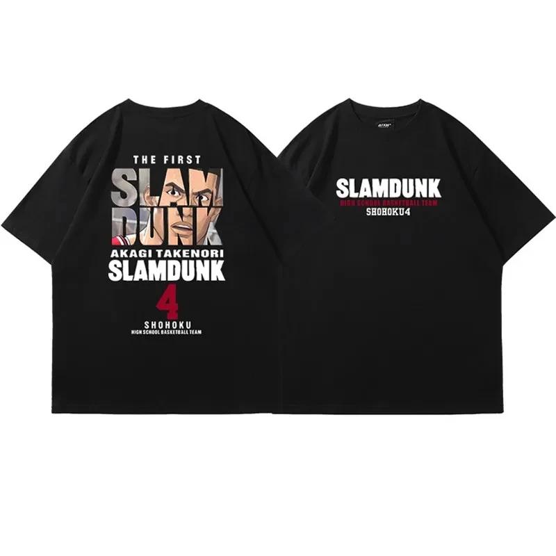 2025 Men Anime Slam Dunk Print T-Shirt Men Oversized Japanese Manganese Short Sleeve Fast Shipping Pure Cotton Oversized T Shirt
