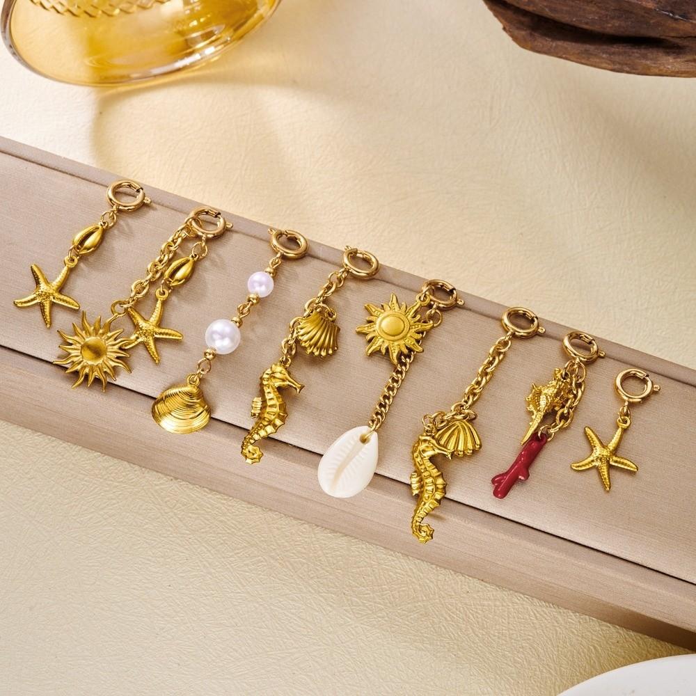 Stainless Steel Bikini Buckle Pendant Red Coral Swimwear Jewelry New Bikini Charms Set Women