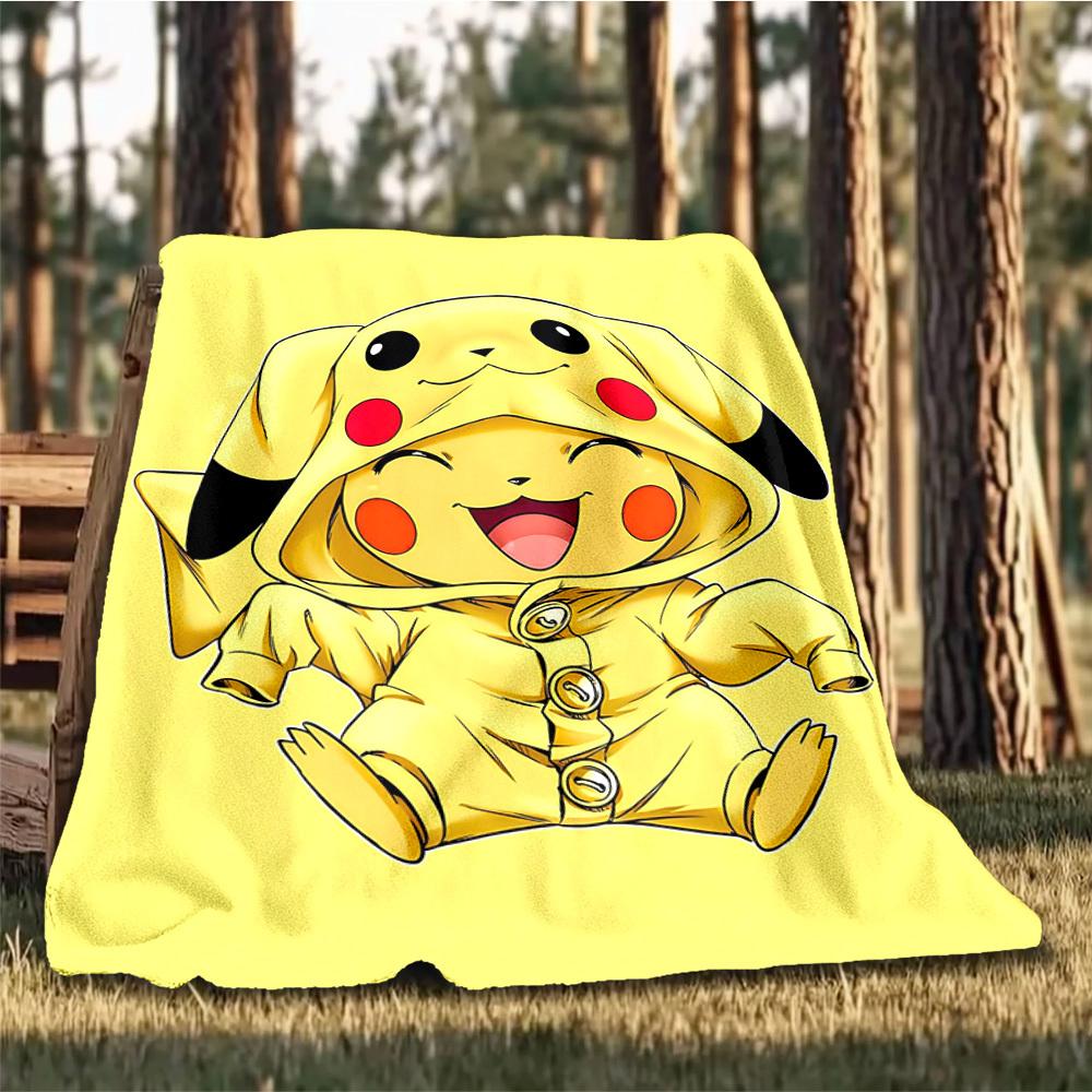 1pc Pikachu Outdoor Flannel Blanket Gift For Boys Girls Adults, Family Friends
