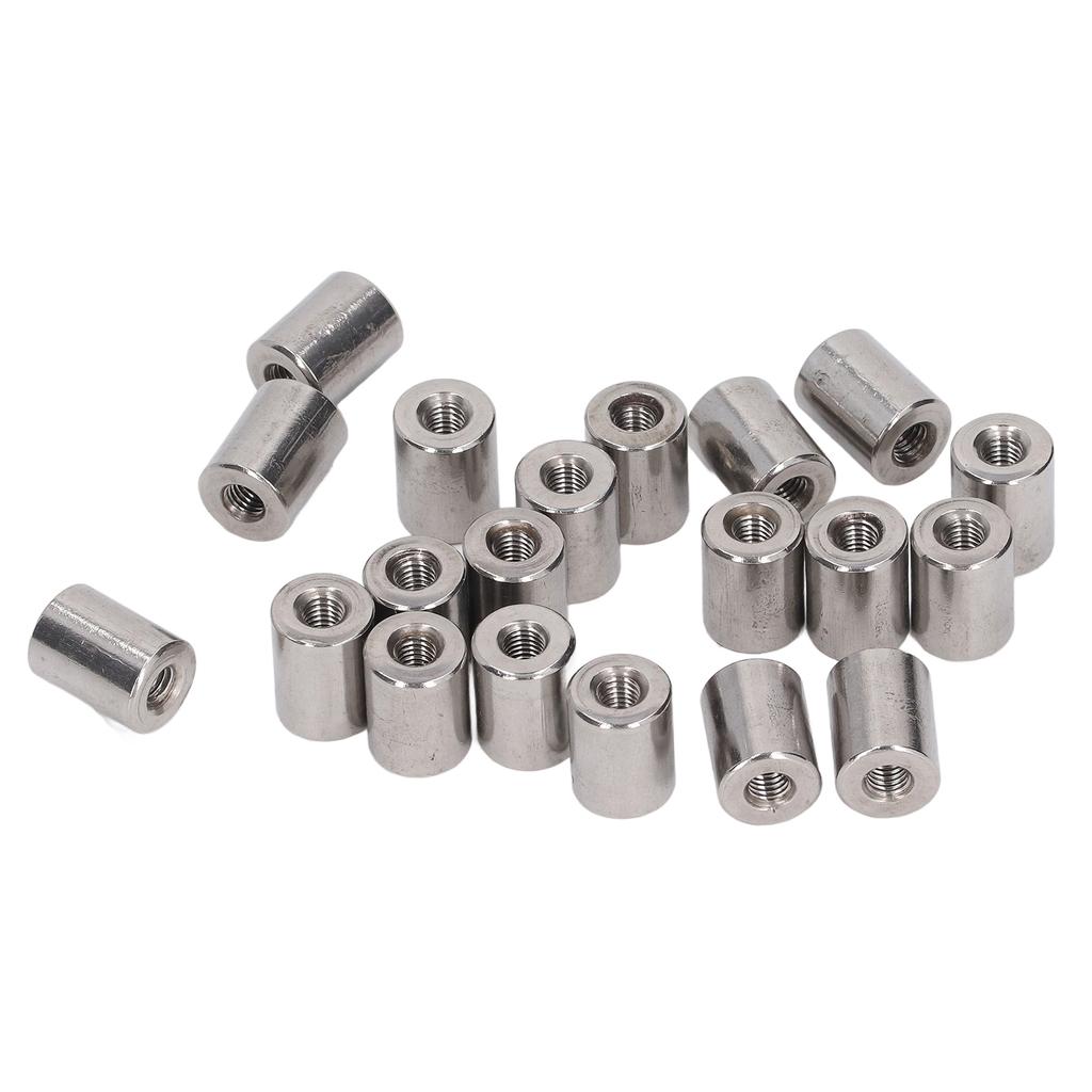 20Pcs Coupling Nut Round Rod Connector Female Thread 304 Stainless Steel M5x0.8 12 L16mm