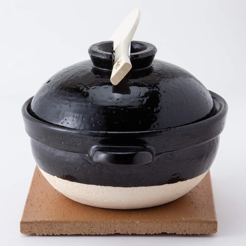 Hasegawa Kamadosan Earthenware Rice 21 Direct Heat Black Iga Made In Includes Rice and Recipe Set Cooker, 2-cup Capacity, Cm, Only, Ware, Japan,
