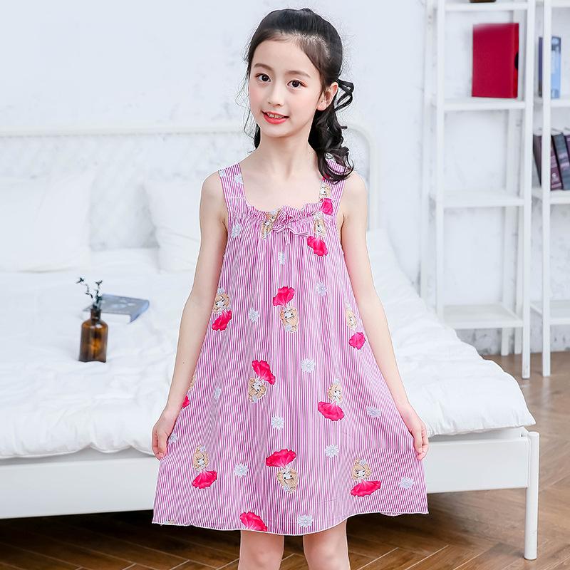 Летняя женская ночная сорочка без рукавов из хлопковой марли