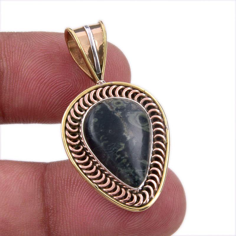 Natural Pietersite Gemstone 925 Solid Sterling Silver TwoTone Pendant 1.50" b1B96
