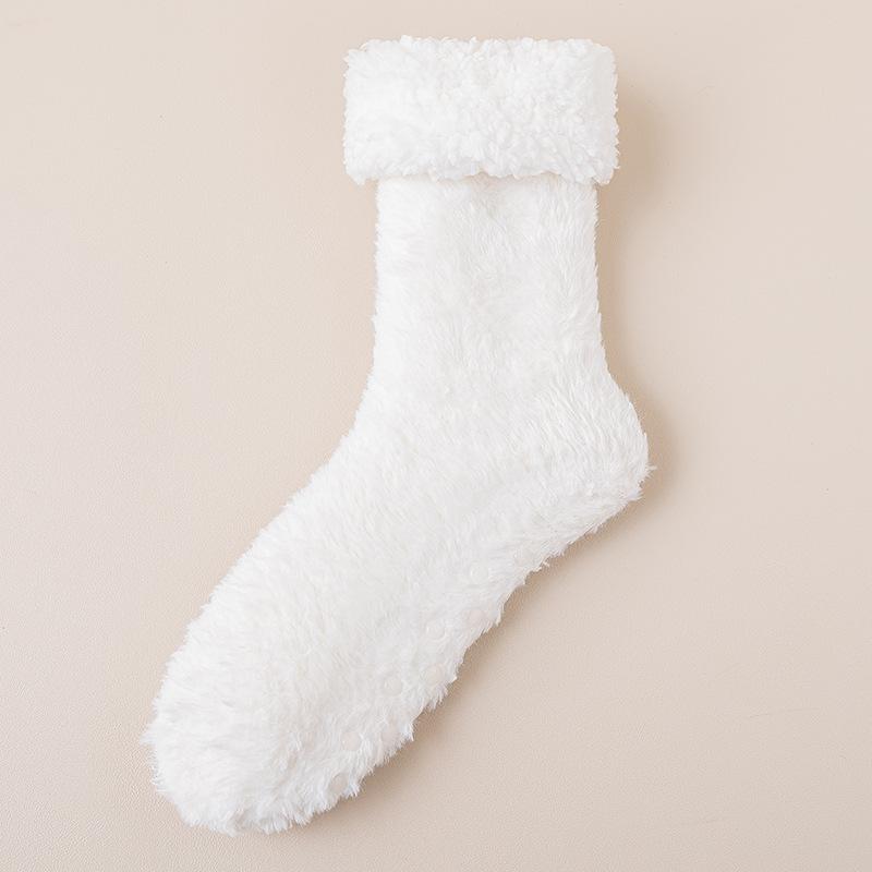 Носки средней длины для осени и зимы из флиса, утолщенные, теплые, плюшевые, нескользящие, для дома