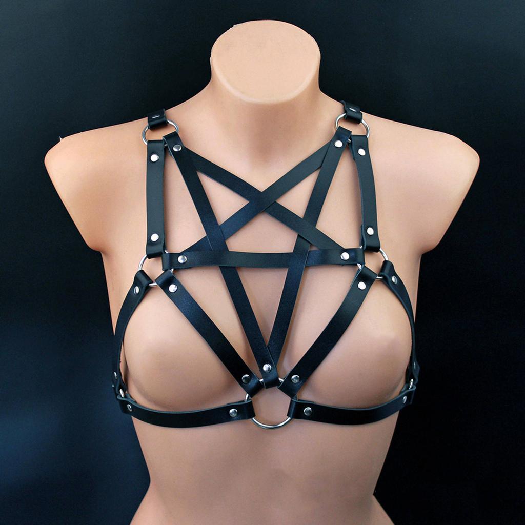 Модный женский ремень-пентаграмма из ПУ кожи, панк, боди-чейн, слингбэк, черный костюм