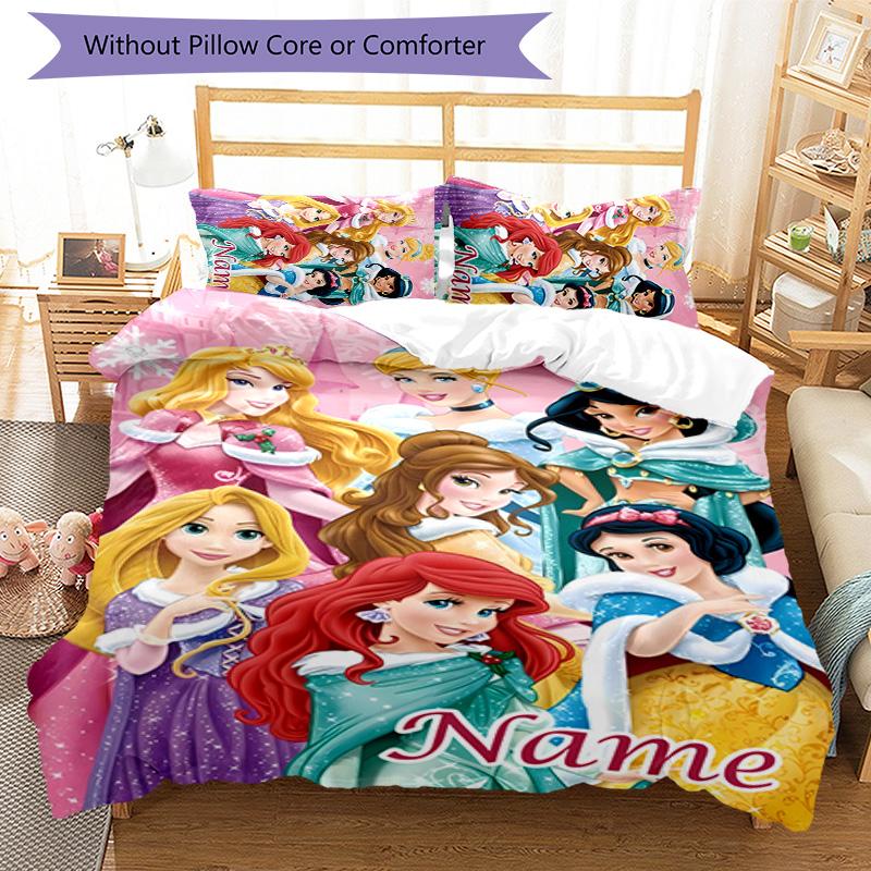 3pcs Princess1 Cover Set - Personalized Name, HD Printed Bedding with 1 Cover and 2 Pillowcases - Perfect for Home Decor, Easy Care