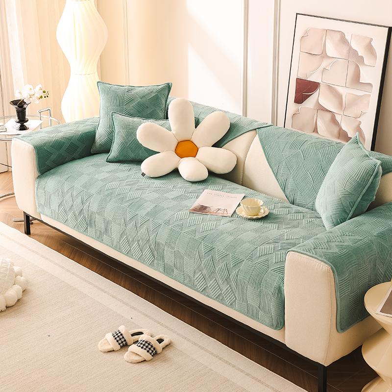 Плюшевая диванная подушка кремового цвета, всесезонная универсальная высококачественная противоскользящая подушка для сиденья, минималистичный кожаный чехол для дивана для гостиной