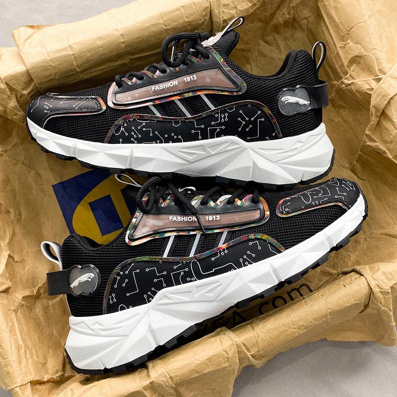 2025 популярная мужская обувь весна и лето новая дышащая сетчатая спортивная повседневная обувь модный тренд платформа папины кроссовки