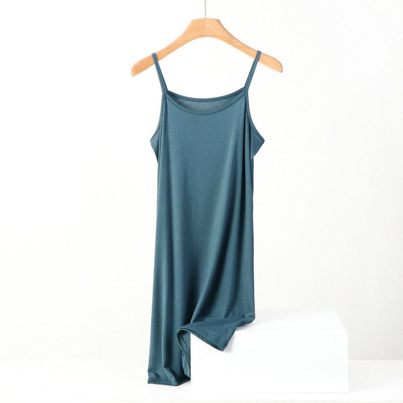 Модальное платье средней длины и макси Летнее однотонное Внутреннее без рукавов Большого размера Свободное платье-жилет Повседневный низ Юбка на подтяжках