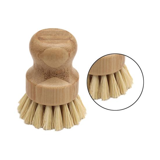 Dish Washing Brush Short Durable Bamboo Fiber Wooden Pot Brush for Home