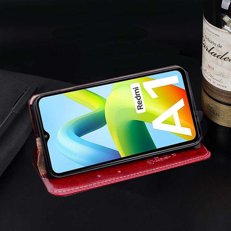 Для Xiaomi Redmi A1 чехол текстурированный кожаный кошелек-книжка для Xiaomi Redmi A1 A 1 RedmiA1 6,52 дюйма противоударный флип-держатель для карт чехлы для телефонов