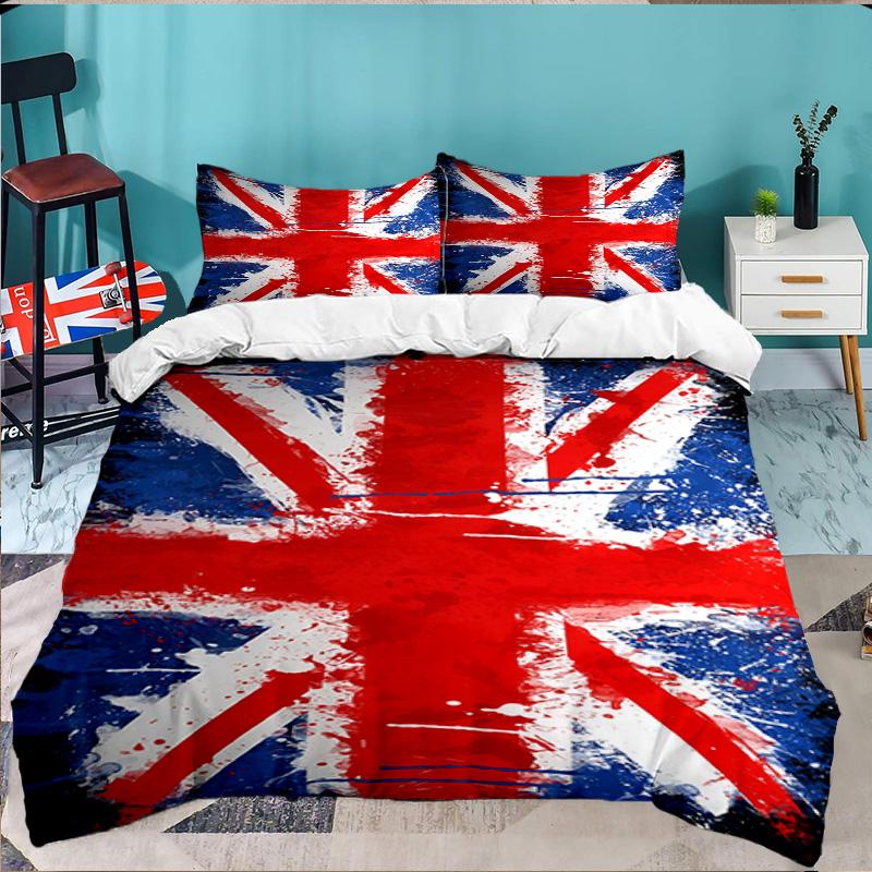 British Flag Artwork 3PCS Bedding set,Ideal for 1pc Duvet Cover And 2pcs Pillowcases Perfect for Fan gift,Ideal for Bedroom, Dormitory
