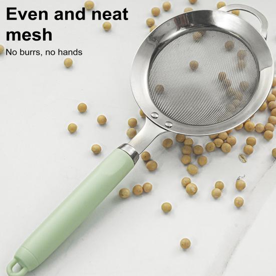 Сетчатый фильтр из нержавеющей стали 304, эргономичная ручка, мелкоячеистый фильтр, ложка, проволочный просеиватель для муки, металлический дуршлаг, скиммер, кухонные принадлежности