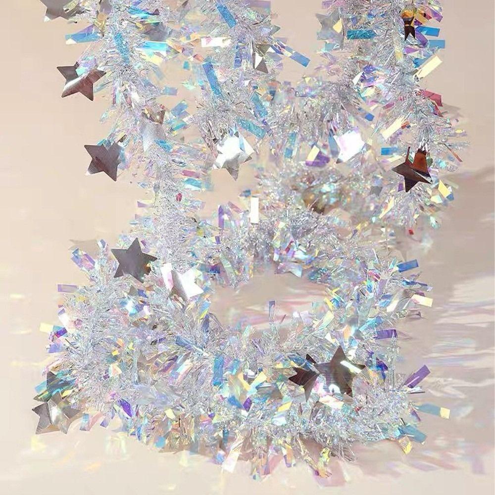 Разноцветные полоски Рождественская блестящая гирлянда Мишура Кисточки Гирлянда Украшения для декора лестницы