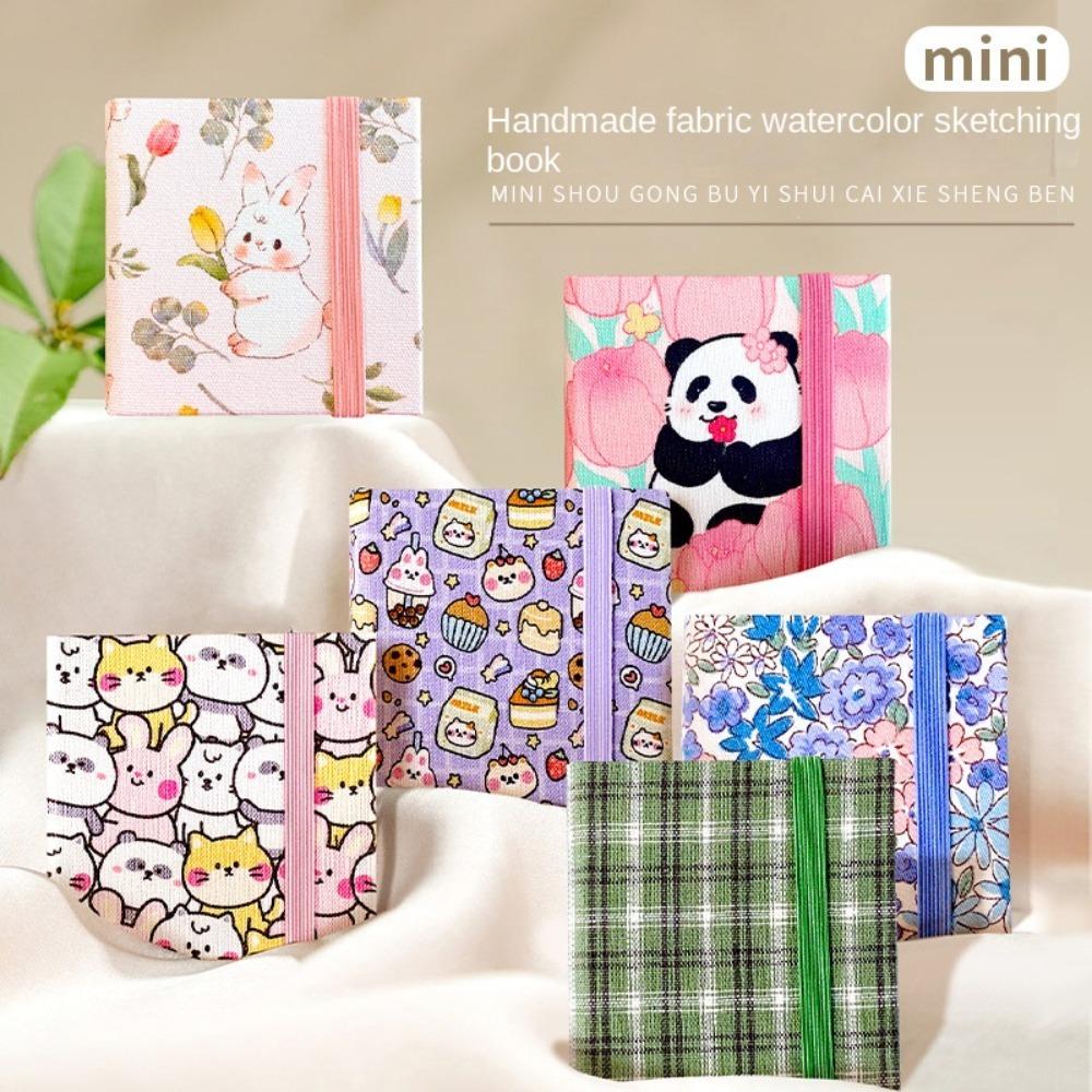 Flower Mini Fabric Watercolor Book Colorful Mini Watercolor Painting Book Painting