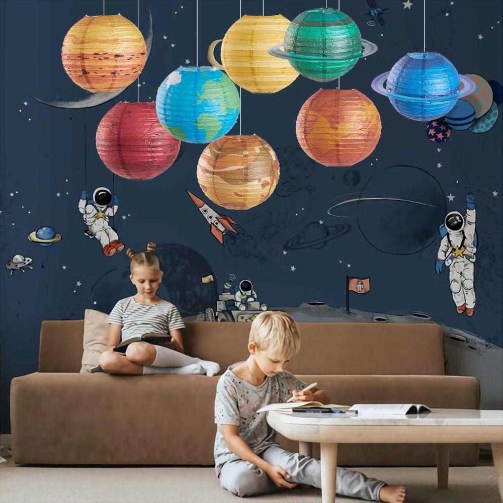 Foldable Hanging Planet Paper Lanterns Hanging Eight Planets Paper Lantern  Party