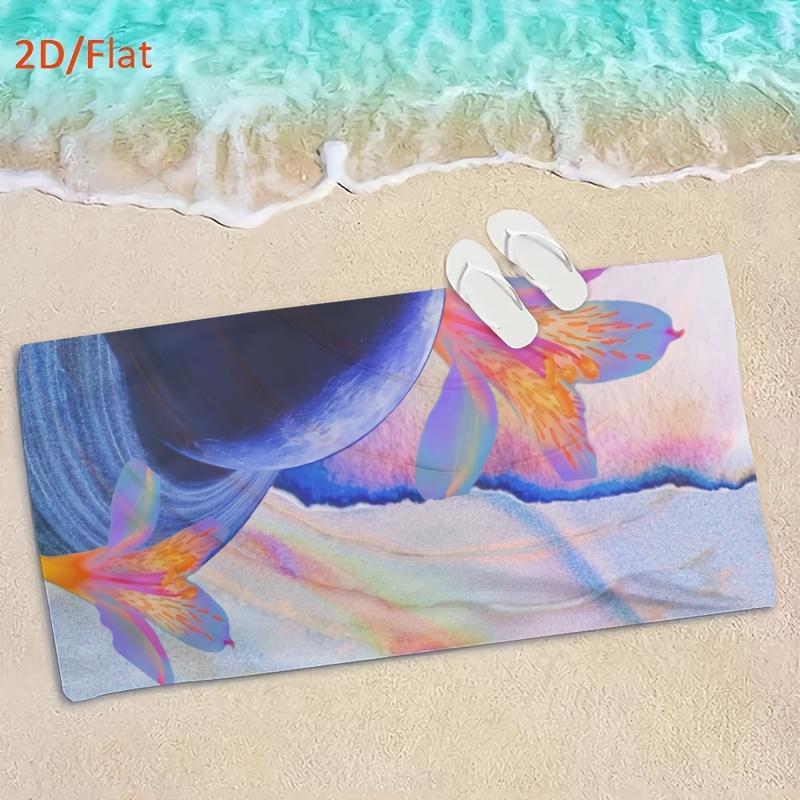 Aesthetic Floral Planet Beach Towel, Soft Microfiber Quick Dry Oversized Bath Towel, Boho Summer Pool Blanket 1pcs