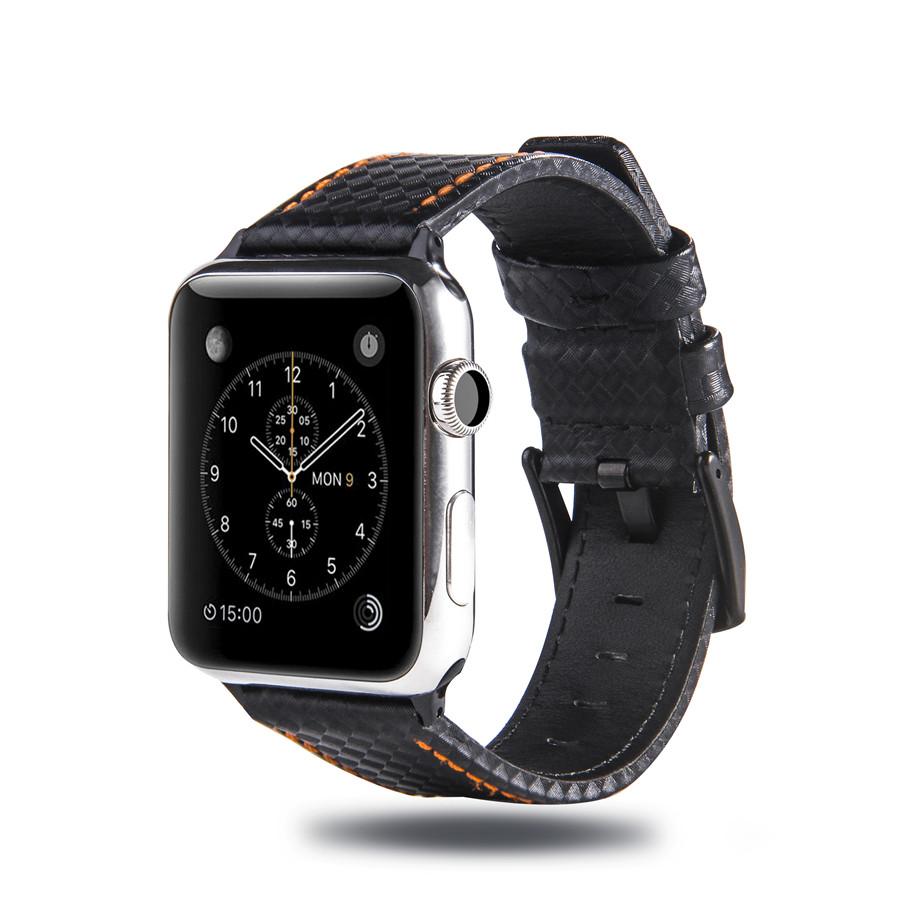 Модный кожаный ремешок из углеродного волокна для Apple Watch 9 8 7, ремешки с ультра-пряжкой для часов IWatch6 5 4 3SE 40 44 41 45 мм 49 мм, аксессуары с пряжкой