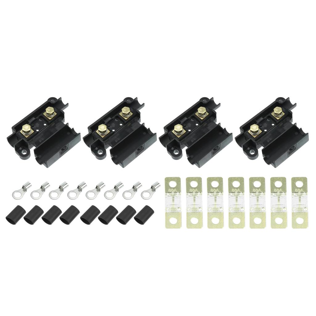 uxcell 80A Fuse Kit 4 ANS Holder 7x80 AMP Fuse 8 Heat Shrink 8 Cable Lugs for Car Dual