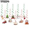 20pcs Christmas Party Decoration Spiral Reindeer Snowman Christmas Winter and New Year Decoration Hanging Ornaments