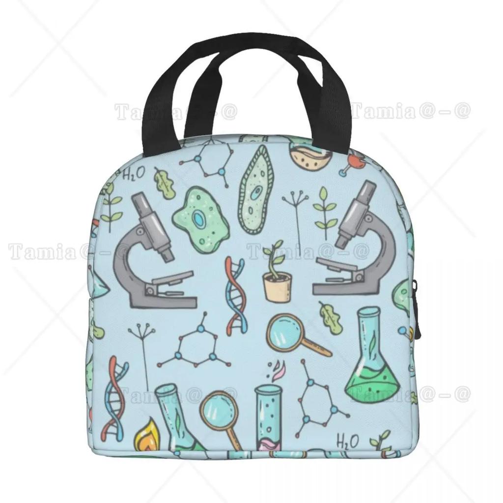 Биология и химия Изолированная сумка для обеда для женщин Естественные науки Многоразовый охладитель Термальная коробка для бенто для школы