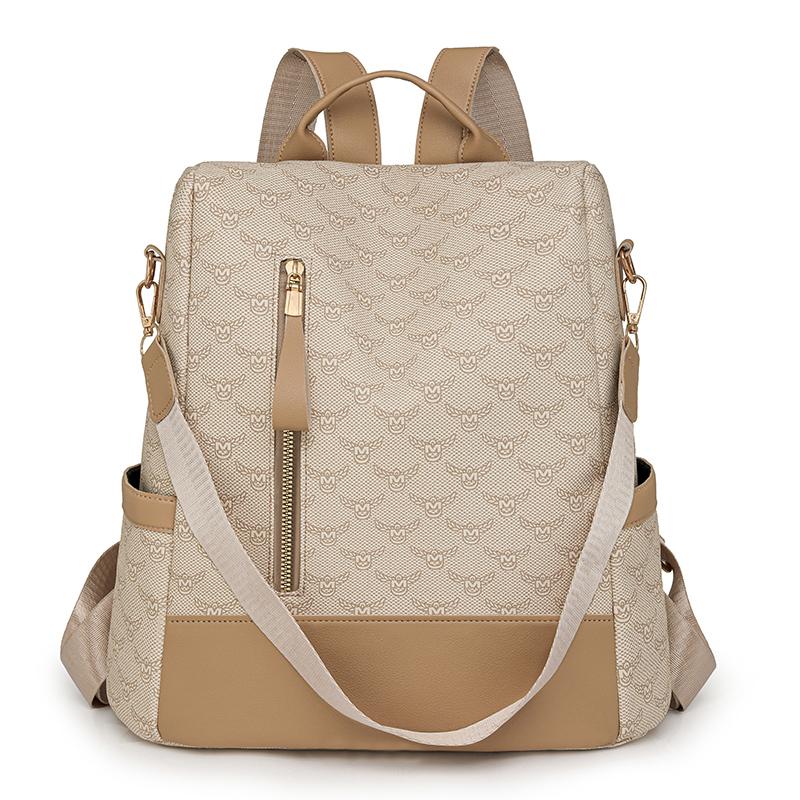 Рюкзак Anti-Theft, женский, большой емкости, мягкий кожаный рюкзак, контрастный цвет, многоцелевой, школьная сумка