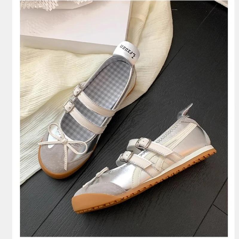 Модные женские балетки с бантом, обувь для балета, летние сандалии 2024, модный новый бренд, дизайнерское платье, повседневные, с мелким вырезом