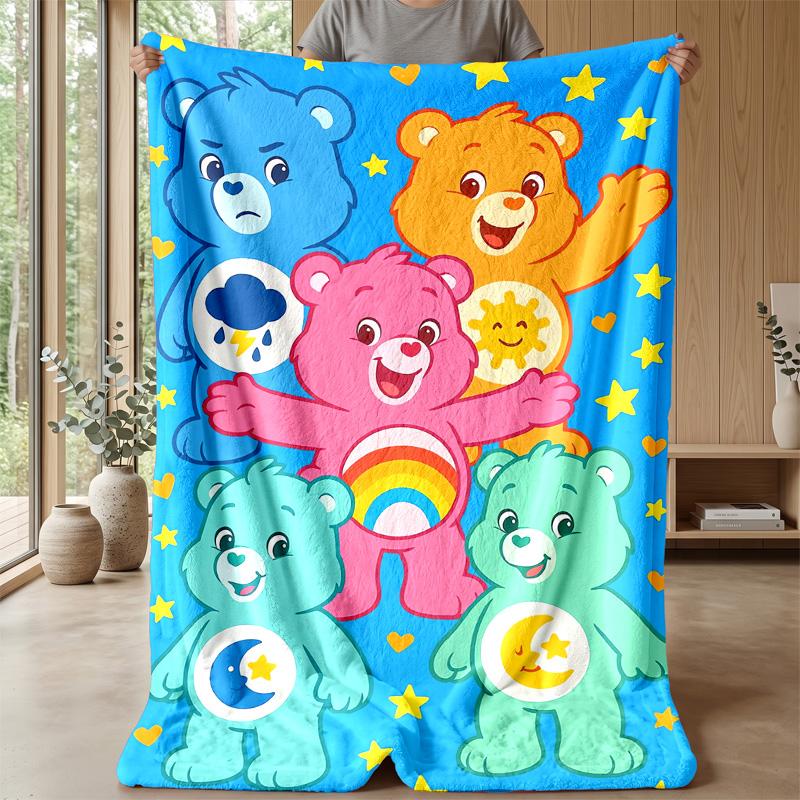 Care Bears Cozy Flannel Blanket, Comfortable Warm Throw Blanket for Bedroom Sofa Home Use