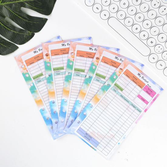 Набор сменных листов для бюджетного планировщика формата A6, 82 листа, 2024 год, красочный месячный/недельный планировщик-календарь, 6 отверстий, блокнот на кольцах для бюджета