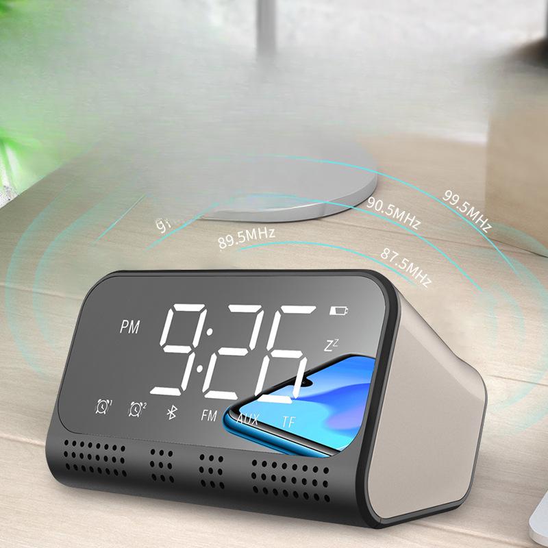 Bluetooth-колонка TF-карта Сабвуфер Будильник с функцией повтора Зеркало Радио Креативные светодиодные электронные часы Подарок