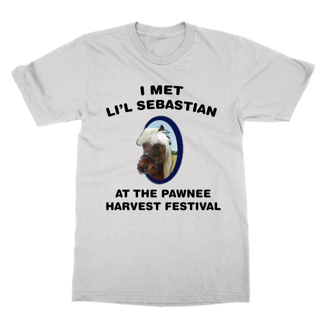 I Met Lil Sebastian T Shirt Pawnee Harvest Festival Parks Rec Vintage Washed Comfortable Soft Homme Breathable Graphic