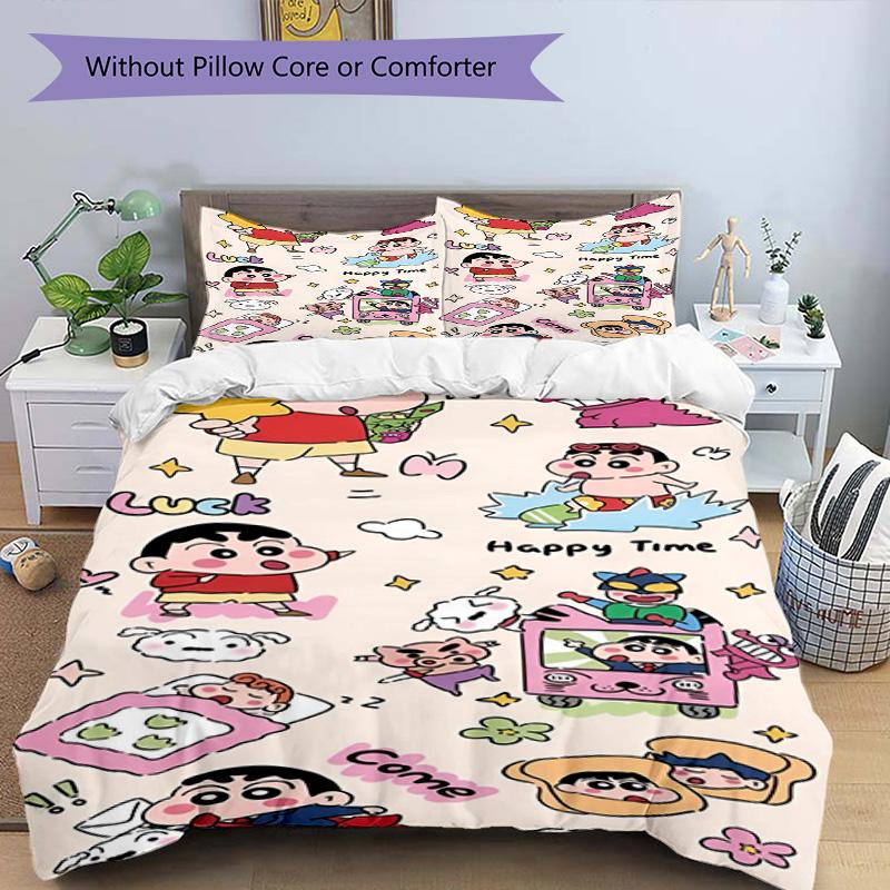 3pcs Duvet Cover Set (1*Duvet Cover + 2*Pillowcase, Without Core), Cartoon comics Print Bedding Set, Bedroom Decor, All‑Season, Birthday Gift