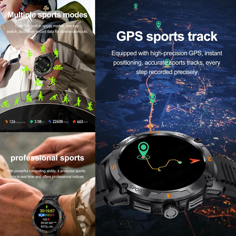 Новые GPS-смарт-часы для активного отдыха и спорта, мужские, с 1,43-дюймовым экраном, встроенным двухдиапазонным GNSS, возможностью Bluetooth-звонков, женские