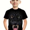 Panther 3D Printed T-shirt Boy's Animal Tiger Lion Graphic Design Crew Neck Short Sleeve Summer Casual Children Tops Clothing