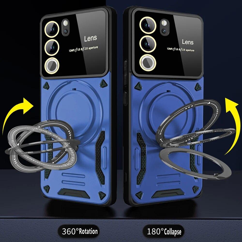 KEYSION Противоударный чехол для VIVO V29 5G V27 V27e, кольцевая подставка, защитная задняя крышка для камеры, задняя крышка телефона для VIVO Y36 4G Y35 Y22 Y22S Y16