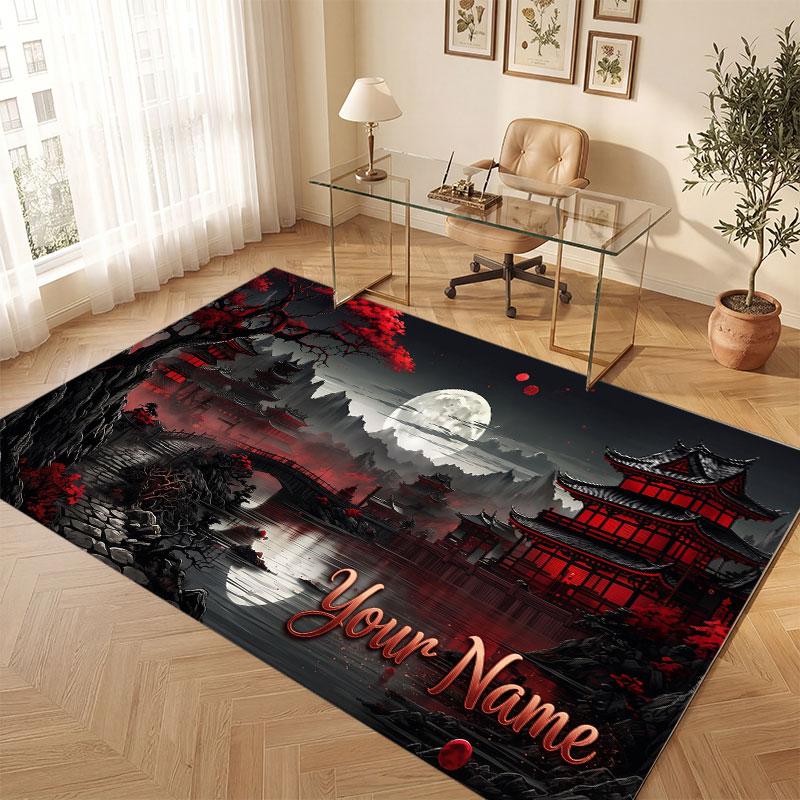Space Cosmic Theme Crystal Velvet Floor Rug Personalized Custom Name Text Warm Carpet Home Decoration