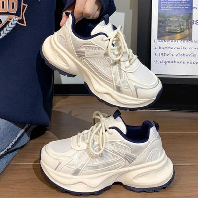 Женские кроссовки «папины кроссовки» 2025 новая обувь женские летние студенческие белые кроссовки универсальные на толстой подошве легкие спортивные кроссовки
