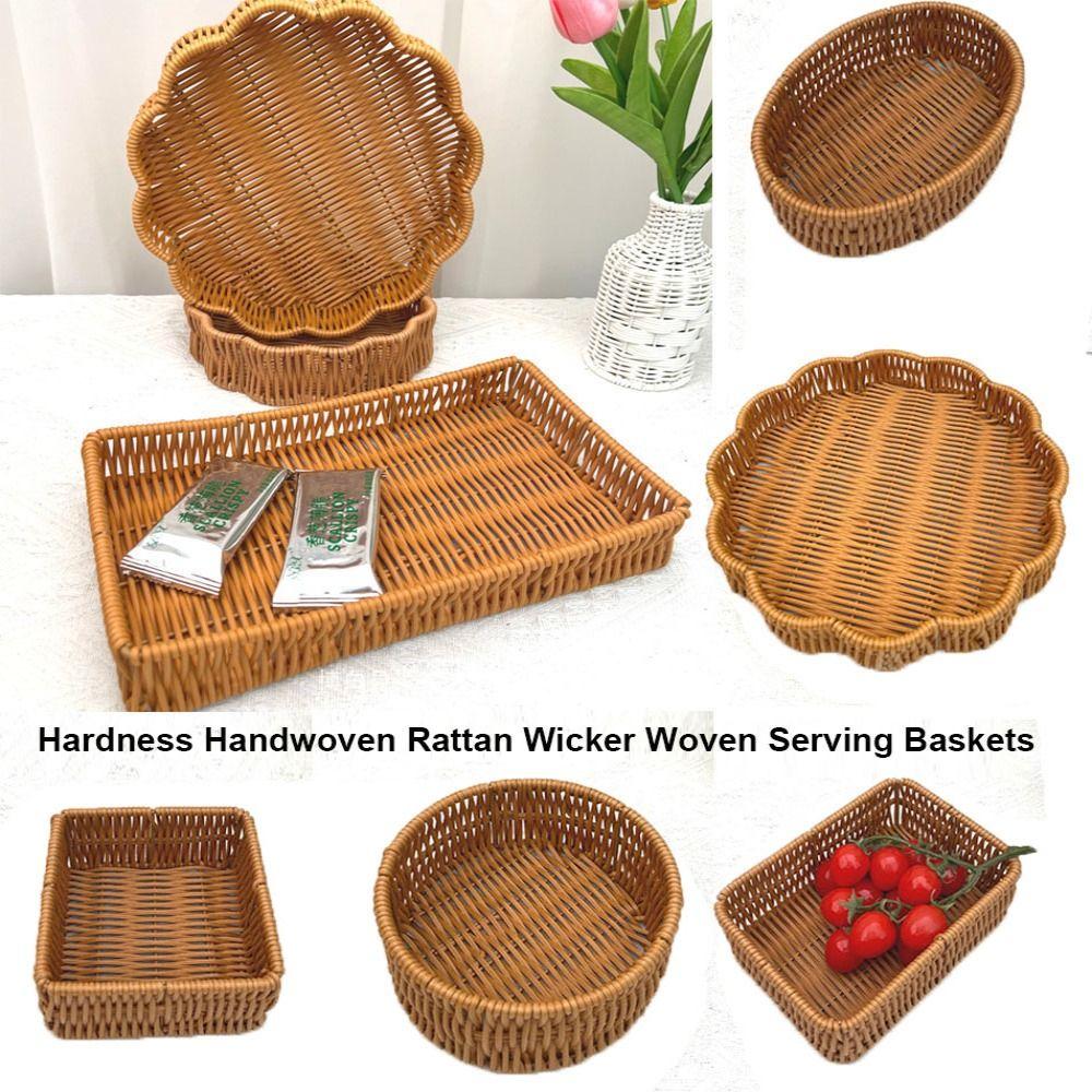 Плетеная корзина для хлеба, фруктов, овощей, жесткая, для ресторана, сервировочная, настольная витрина