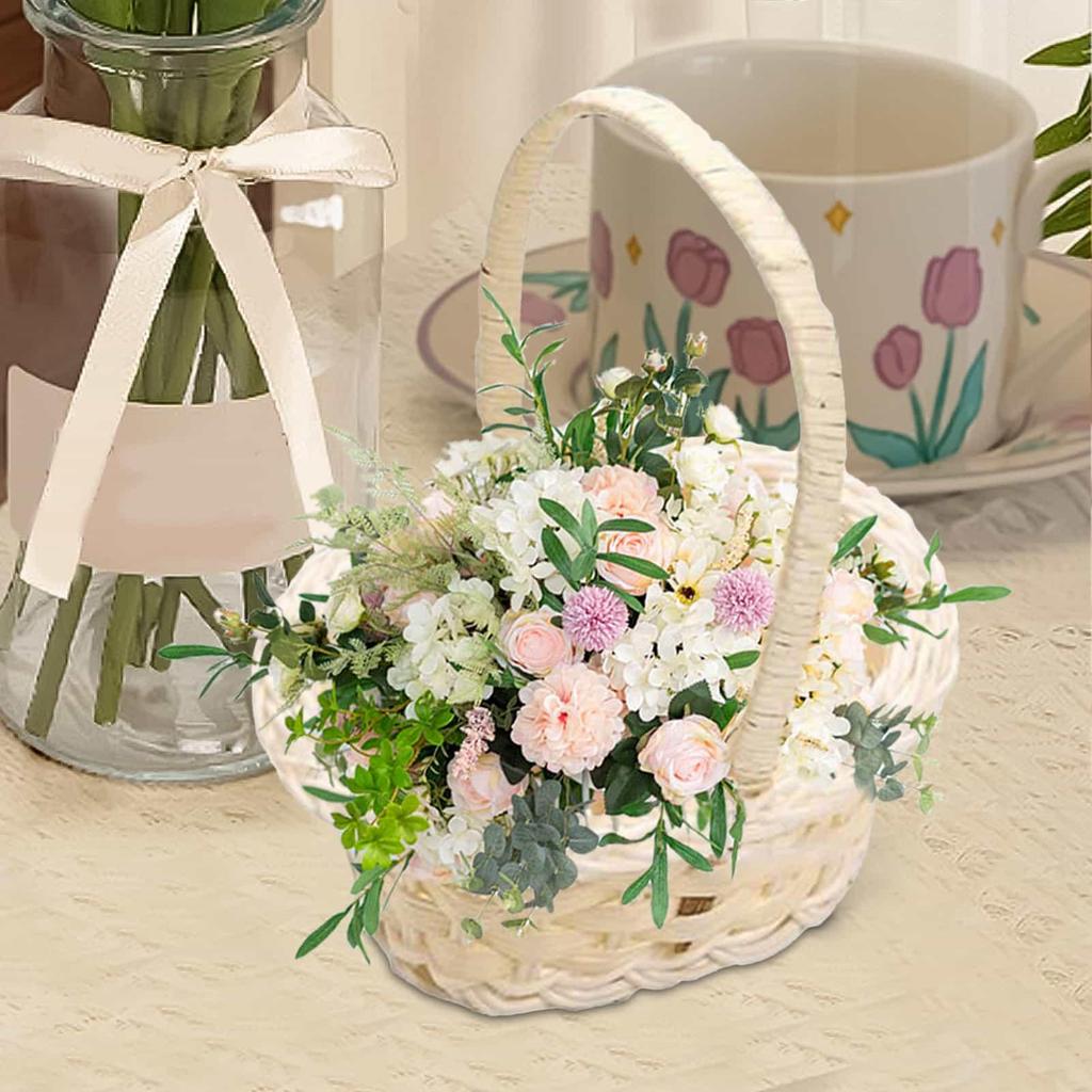 Mini Woven Baskets Small Flower Girl Basket for Wedding Decor Easter Party Favors Decorative Storage Container Photography Props