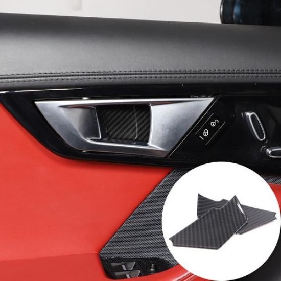 Carbon fiber ABS Inner Door Handle Bowl Cover Trim For Jaguar F-TYPE 2013-24