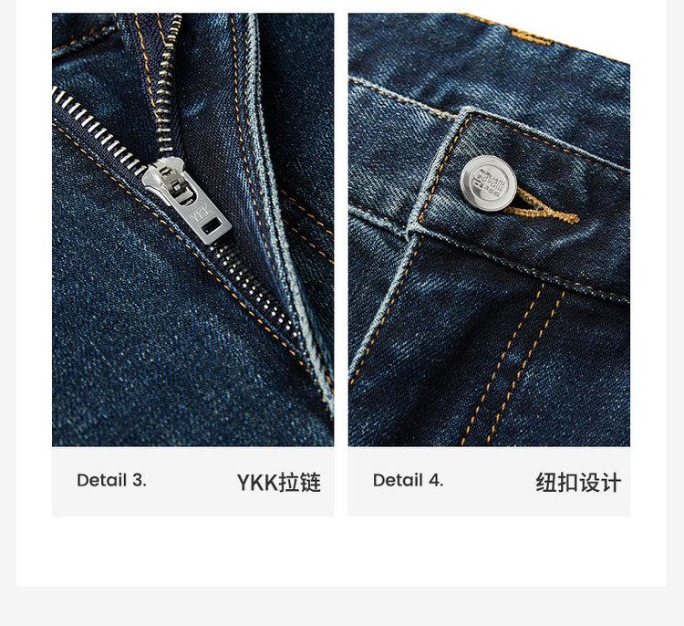 [Three dimensional decoration fashion gradient] Spring wear comfortable washed straight leg classic men's jeans