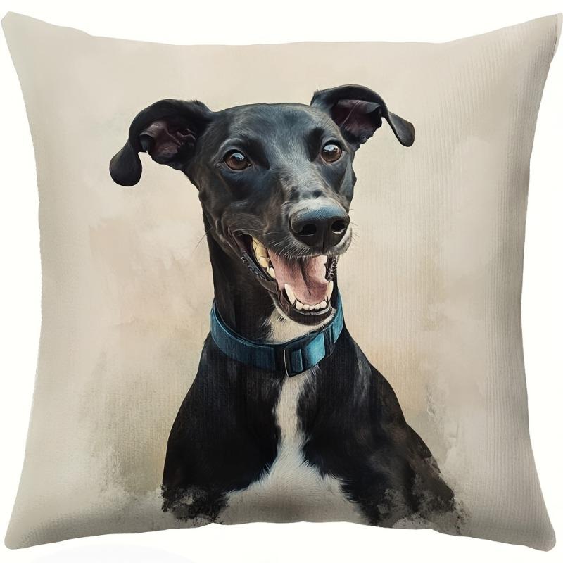pc Greyhound Dog Portrait Pillow Cover Realistic Animal Print Cushion Case for Sofa Bedroom Home Decor Gift xcm