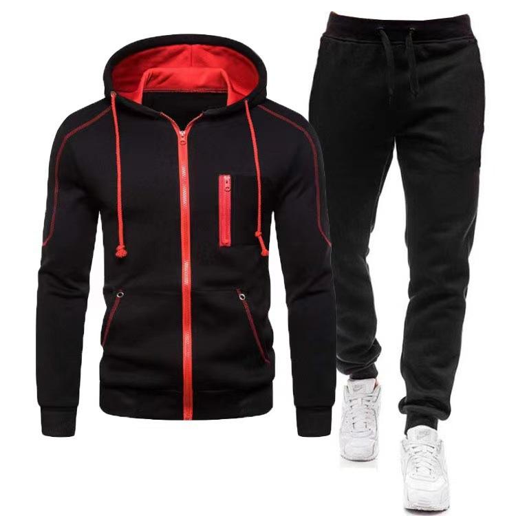 Men's Jackets Fashion Hoodies Long Sleeve Zipper Hoodie + Pants Sports Suits Hooded Fleece Sweatshirts Casual Sports Sets