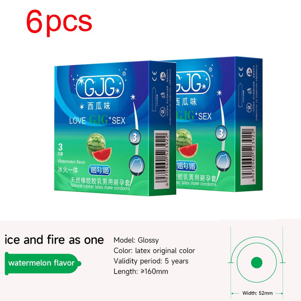 Ультратонкий презерватив-смазка Арбузный натуральный латексный презерватив 52 мм с ароматизированной нитью Безопасный секс Секс-продукт для мужчин