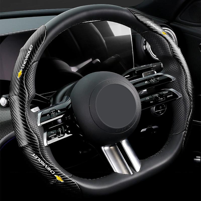 Non-Slip Carbon Fiber Car Steering Wheel Cover For Chevrolet Colorado Cruze Captiva Malibu Trax Aveo Camaro Sonic Tahoe Impala Equinox Suburban