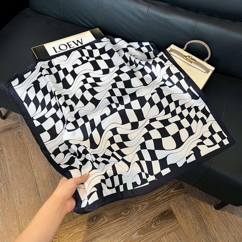 New Korean version of versatile printed decorative silk scarf, Chinese style temperament, elegant streamer, hair tie, bag, small scarf