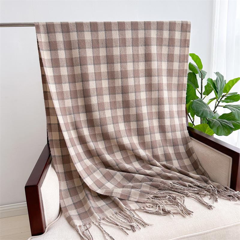 2024 Autumn And Winter Imitation Cashmere Scarf Solid Color Fashionable Versatile Warm Shawl Tassel Scarf