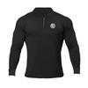 Muscleguys Осенняя мода рубашки поло с длинным рукавом мужские фитнес Slim Fit футболки на молнии бодибилдинг стрейч хлопок